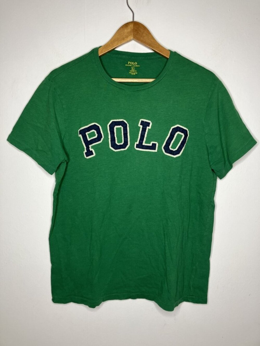 Polo Ralph Lauren Men's Green Custom Fit T-Shirt Size Large Appliqué Logo